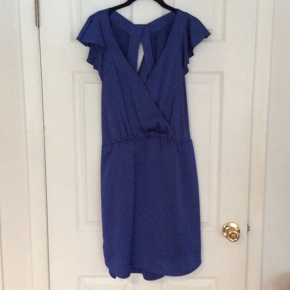BCBGeneration Royal Blue Flutter Sleeve Wrap Dress